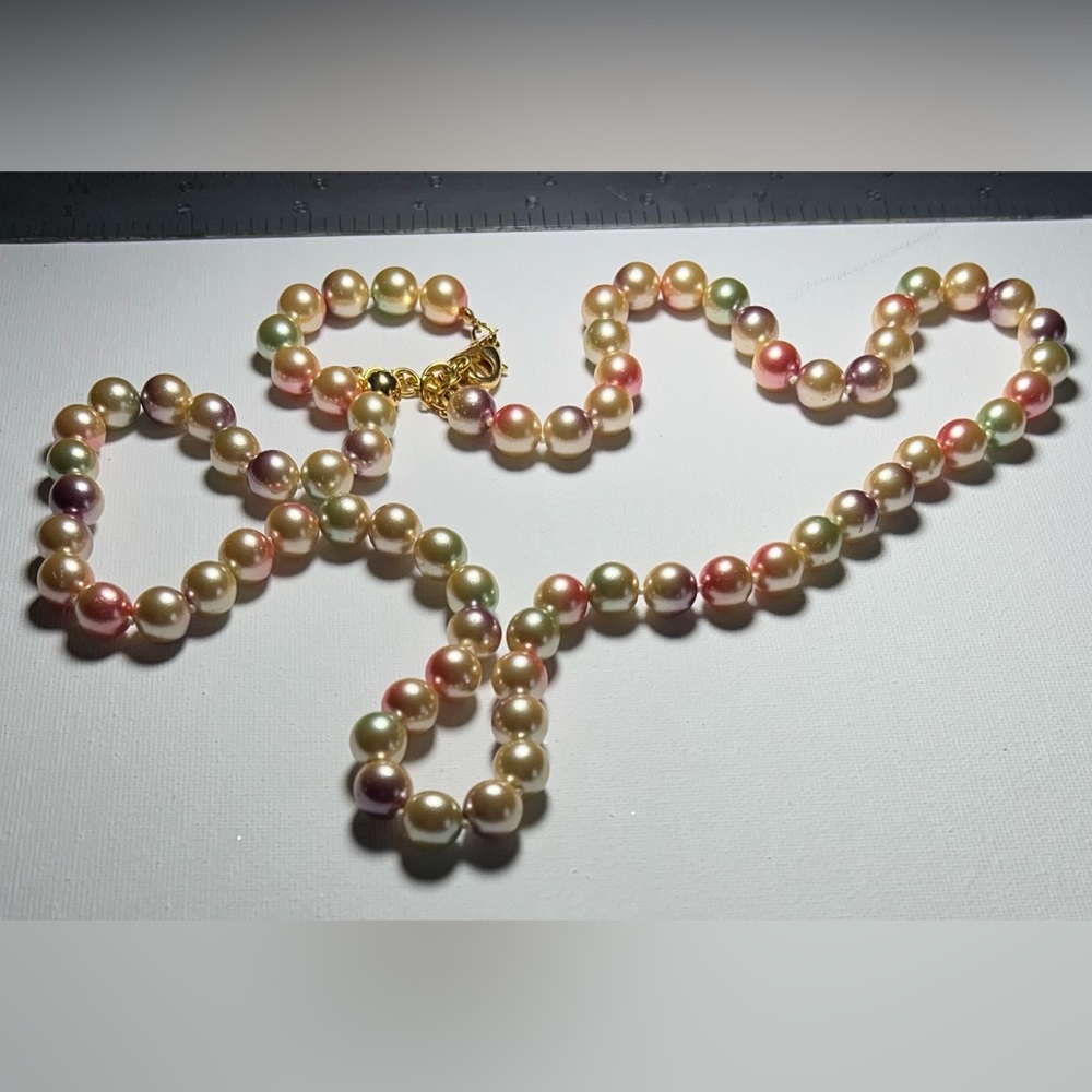 Joan Rivers Classic Faux Pearl Pastel Pretty 36” Necklace apink Purple Green J21